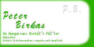 peter birkas business card